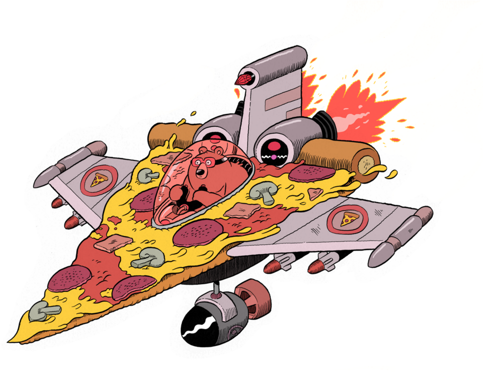 Pizza Hot Dog Cartoon Product - Pizza Jet Plane (1012x790)