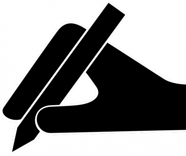 Clipart Info - Hand Holding Pen Icon (595x500)