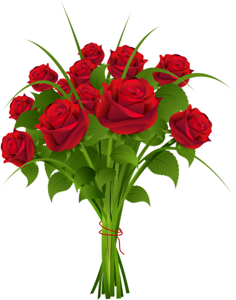 White And Pink Lilies Flowers - Bouquet Of Red Roses Clip Art (493x600)