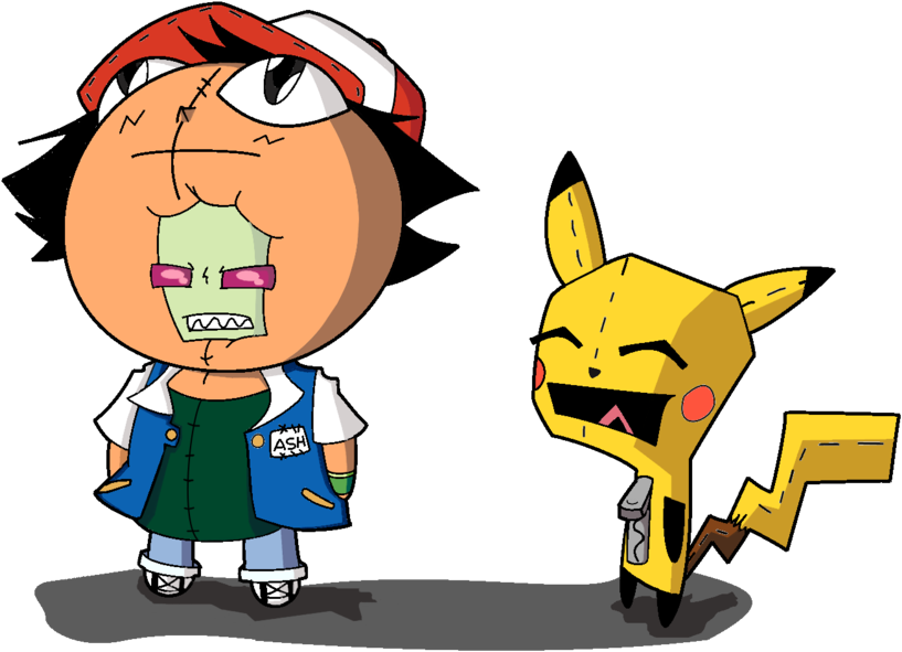 Zim Ash And Gir Pikachu By Dokoyne - Invader Zim Gir Pikachu (900x617)