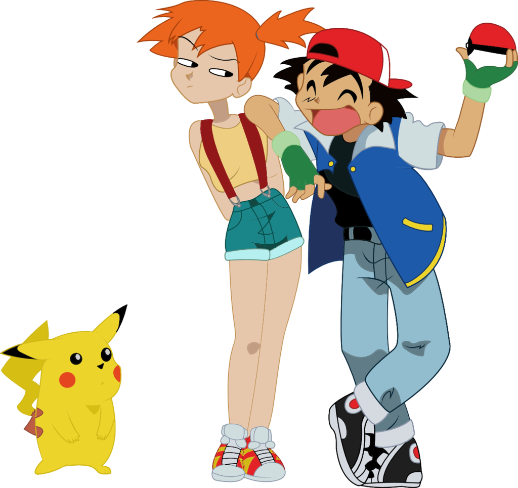 Ash And Misty By Lillygeneva - Pikachu With Ash And Misty (1024x965)
