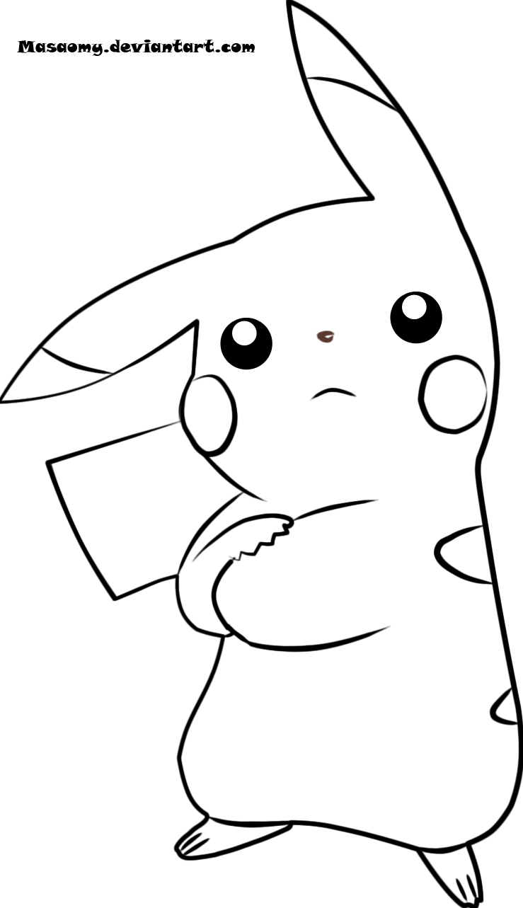 Pikachu Lineart By Masaomy On Deviantart - Line Art Pikachu (739x1283)