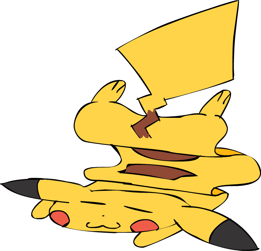 Flattened Pikachu By Pikacshu - Deviant Art Pokemon Flattened (870x835)