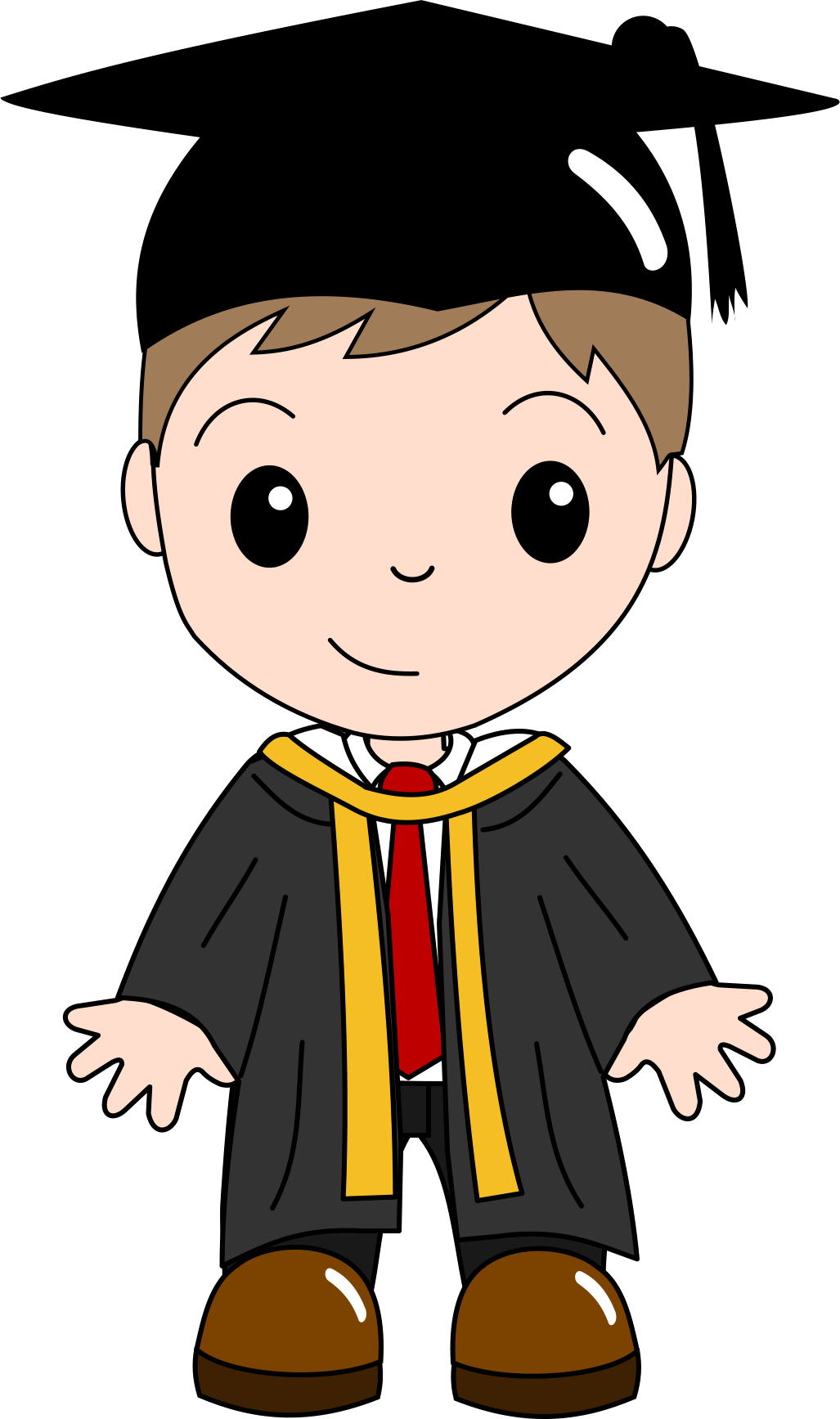 Graduation Ceremony Child Cartoon Clip Art - Graduation Boy Clipart Png (1027x1735)