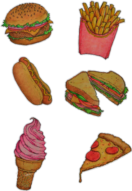 Transparency Stickers - Fast Food (500x654)