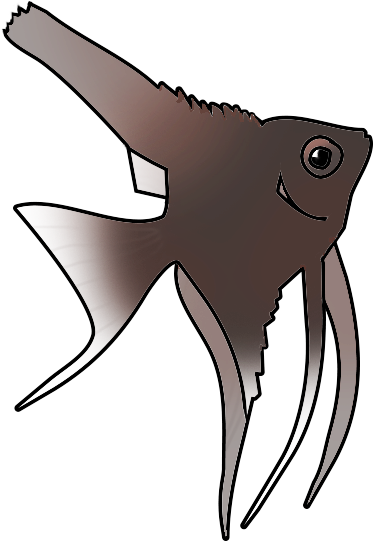 Colorful Tropical Fish, Black Scalare - Cartoon (428x550)