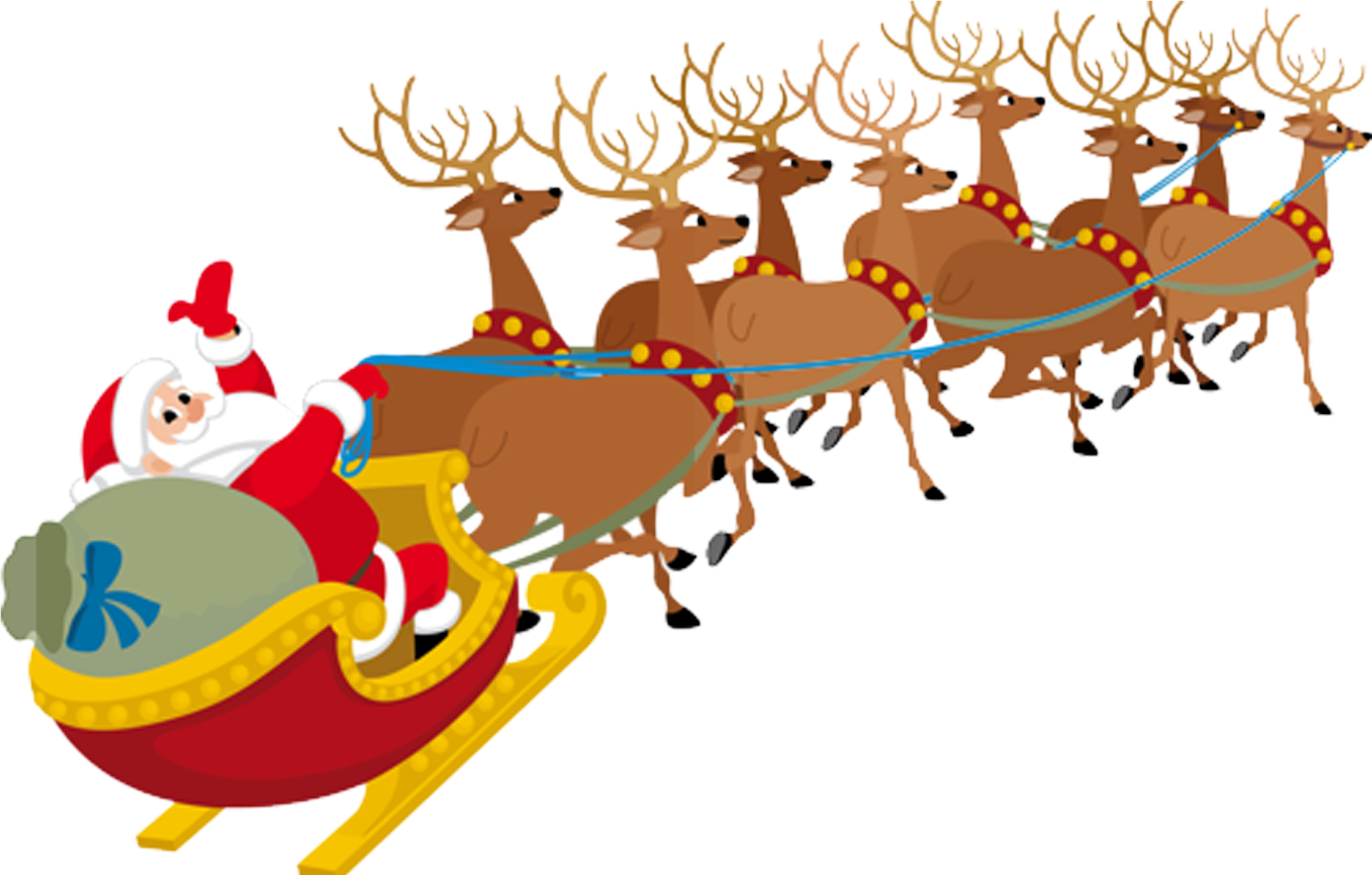 Santa Claus Village Santa Clauss Reindeer Clip Art - Père Noel Et Traineau (2598x1417)