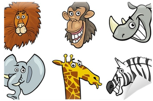 Fotobehang Cartoon Wilde Dieren Koppen Set • Pixers® - Cartoon (400x400)