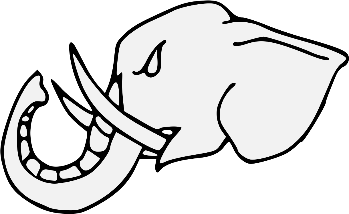 Elephant's Head Couped Close - Line Art (1237x768)