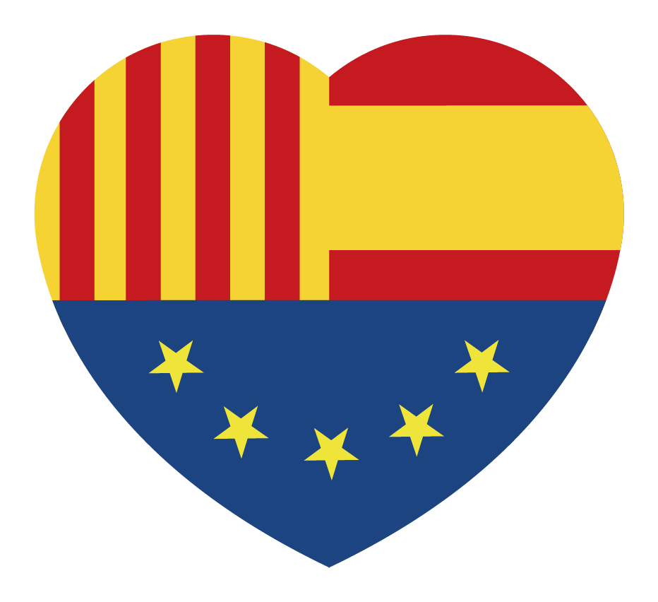 Corazon Tribandera X2 - Corazon Bandera España Cataluña Europa (950x880)