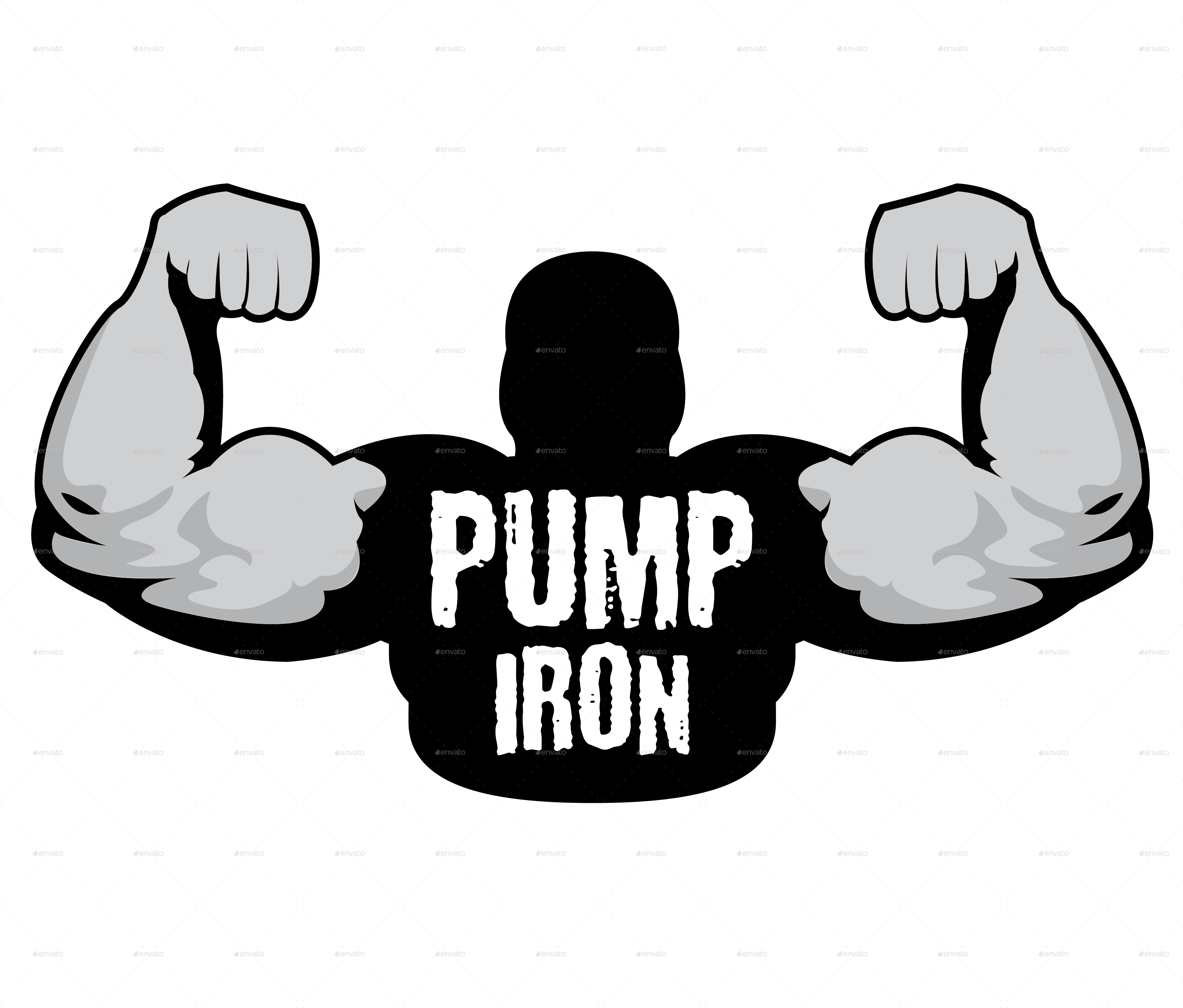 Pump Iron Logo Template - Bodybuilding Vector (3543x3012)