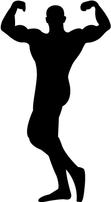 Male Bodybuilder Silhouette Flexing Muscles Vector - Bodybuilder Silhouette Png (400x399)