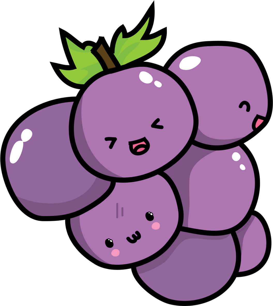 Kavaii Grape Chibi Food Clip Art - Cute Grapes Png (1200x1200)
