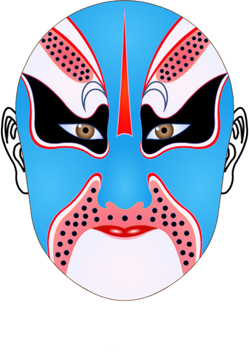 Mask Face Peking Opera Chinese Opera - Blue (500x707)