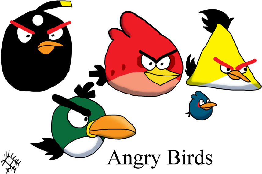 Five Angry Birds By Miss-nessa - Cartoon (900x611)
