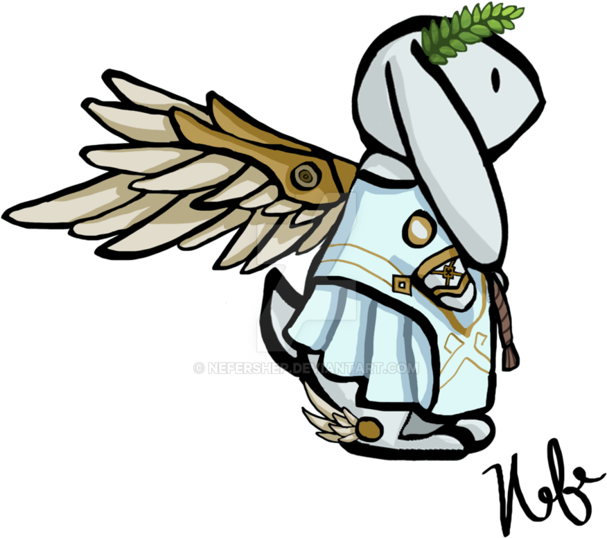 Winged Victory Mercy Bunny By Nefershep - Cartoon (945x845)