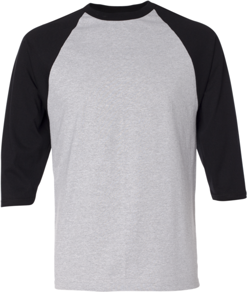 ¾ Sleeve Raglan Baseball T-shirt - Gray And Black Baseball Tee (600x600)