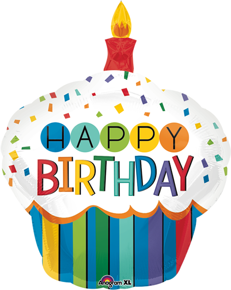 Rainbow Birthday Cupcake Supershape - Rainbow 40th Birthday Balloon Bouquet Kit (600x600)