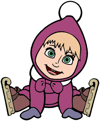 Butterfly Masha Wearing Skates - Masha And The Bear (383x462)