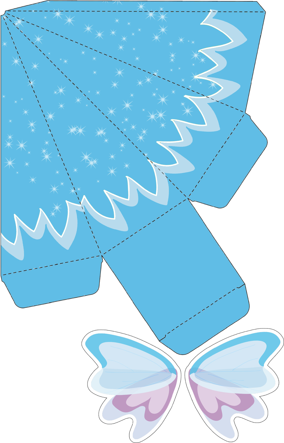 Cake Slice Boxes, Diy Box, Printable Box, Butterfly - Caixa Piramide Da Pequena Sereia (1095x1600)