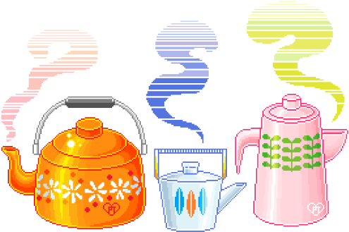Oldish Painted Kettles - Kettle Pixel (500x432)
