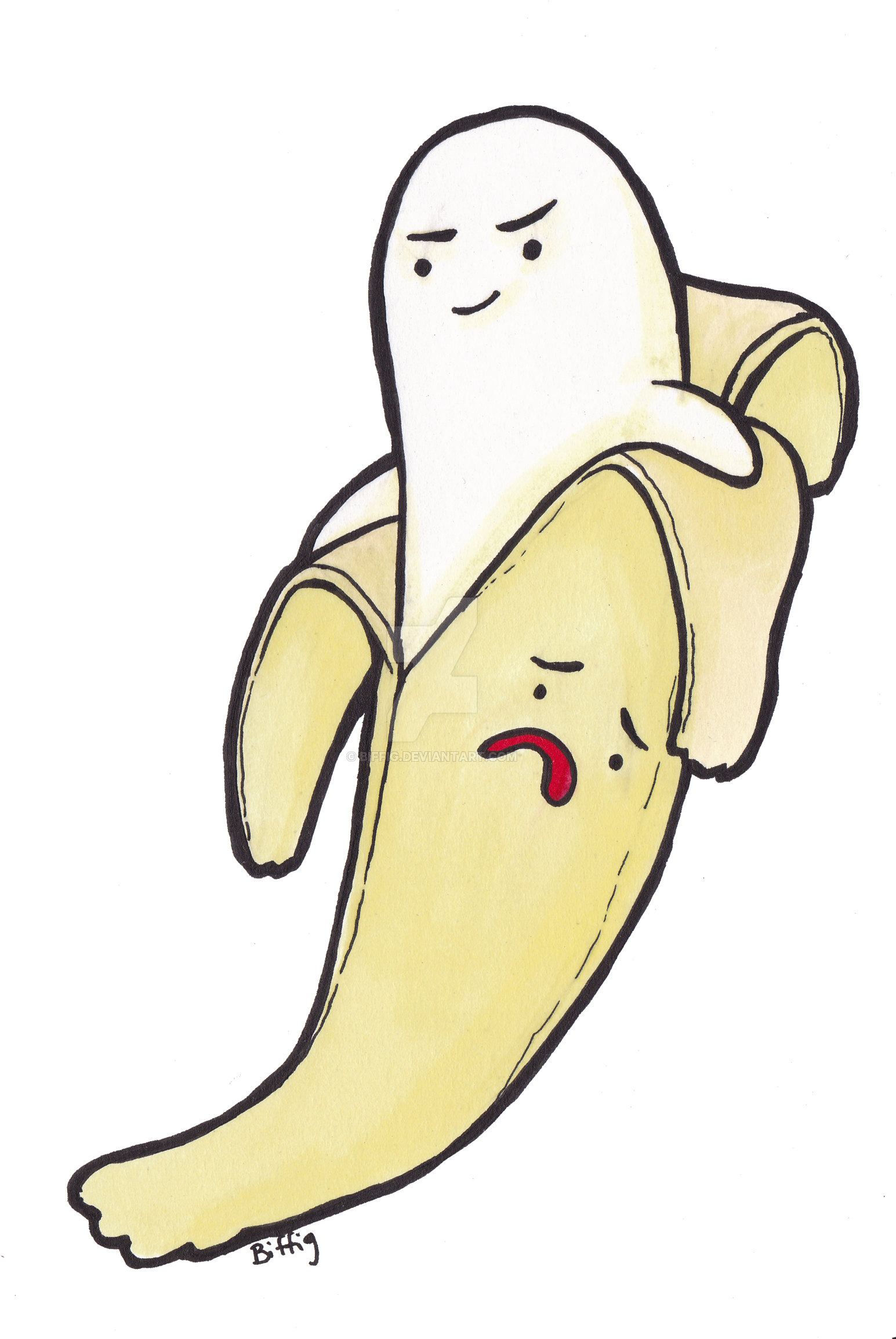 Banana Ghost By Biffig Banana Ghost By Biffig - Cartoon (1600x2307)