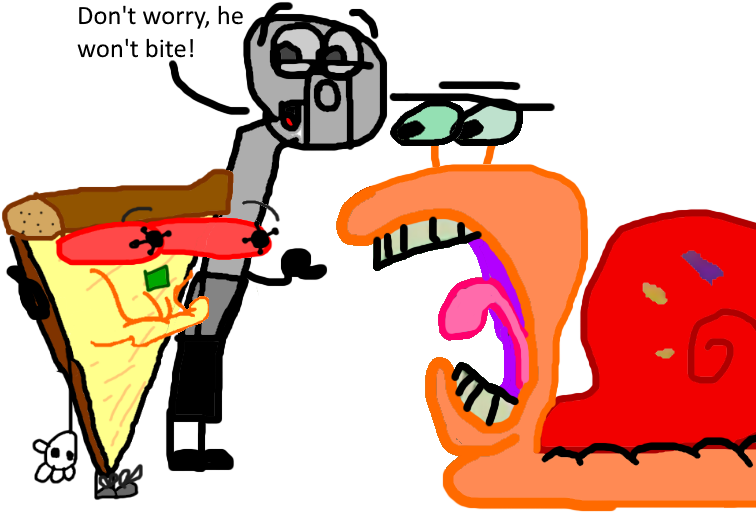 Pizza Head Meets Steve's Snail By Deviantamericaart - Pizza Head Meets Steve's Snail By Deviantamericaart (800x600)