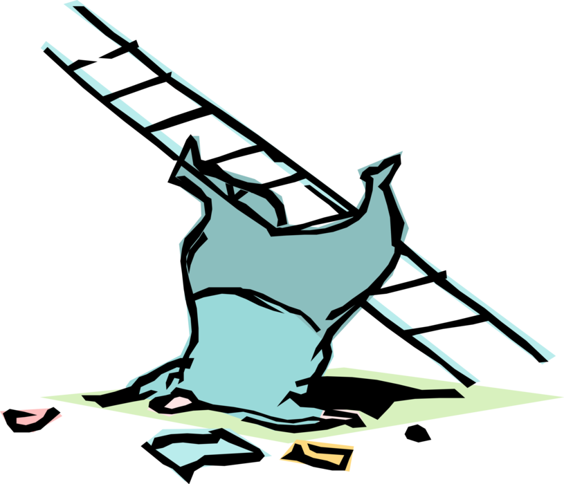 Vector Illustration Of Businessman Jumps Off Ladder - Man Falling Off Ladder Clipart (815x700)