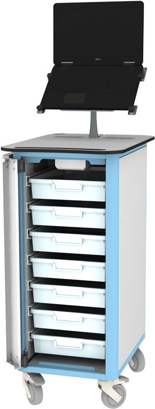 Slim Medication Laptop Cart - Drawer (640x850)