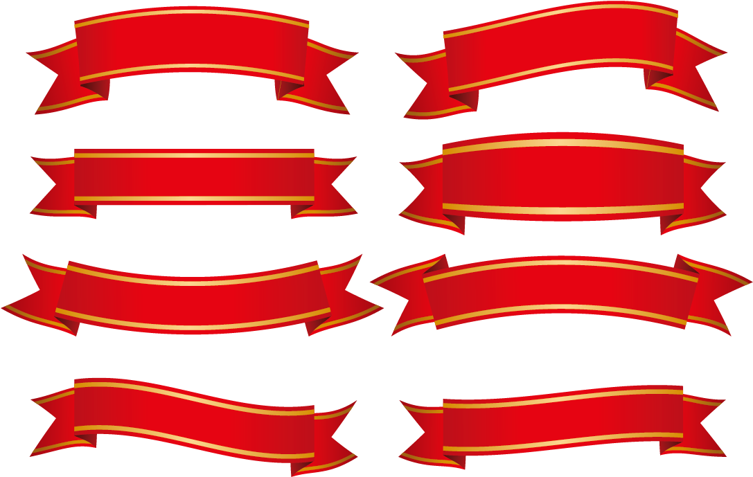 Red Ribbon Vector - Banner Vector Free Download (1092x715)