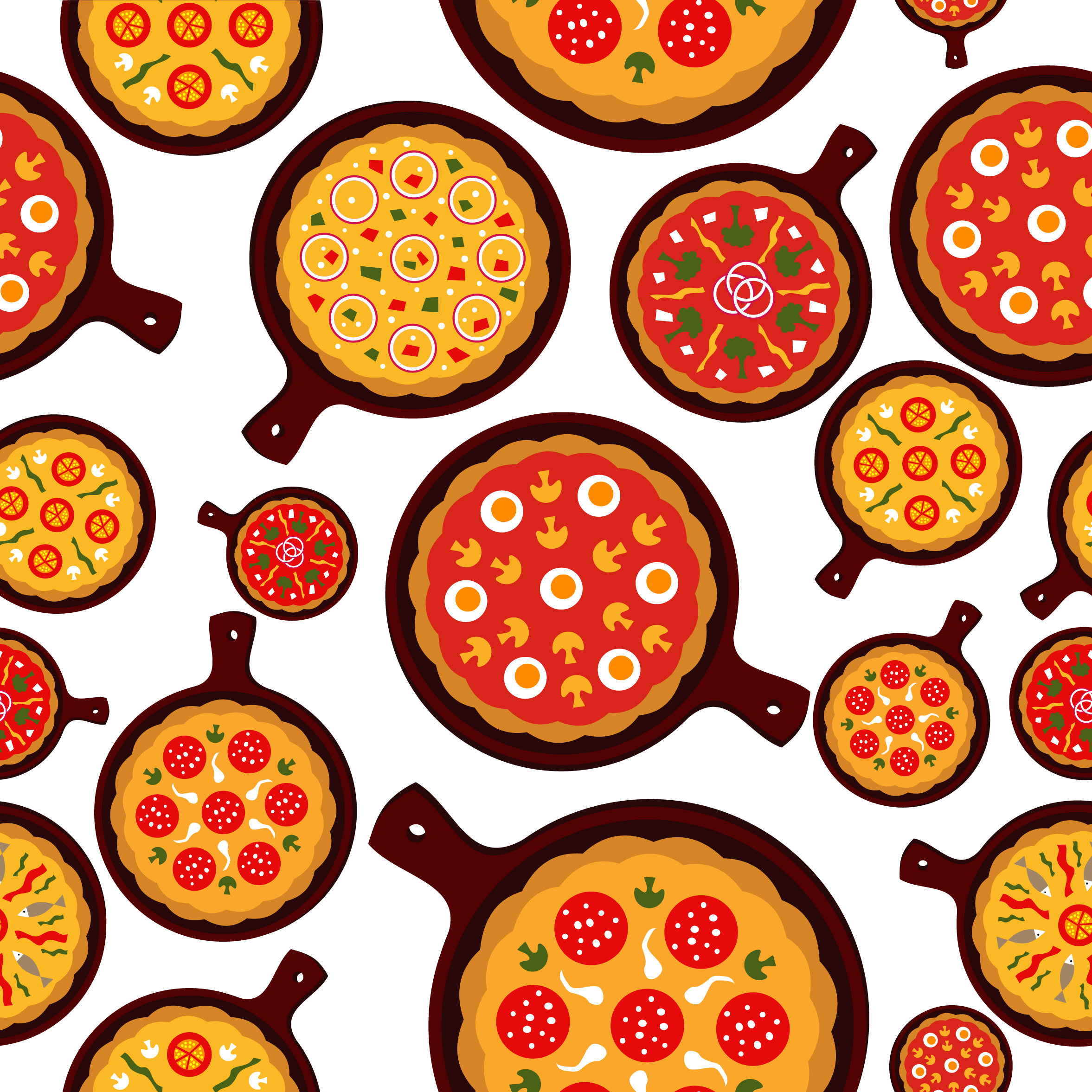 Pizza Fast Food Italian Cuisine Cartoon - Pizza Patterns (2354x2354)