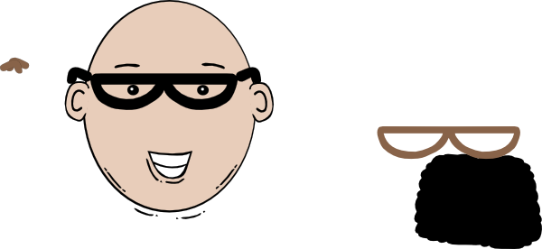 Bald Man Face Cartoon With Mustache Clip Art At Clker - Cartoon Bald Man With Glasses (600x276)