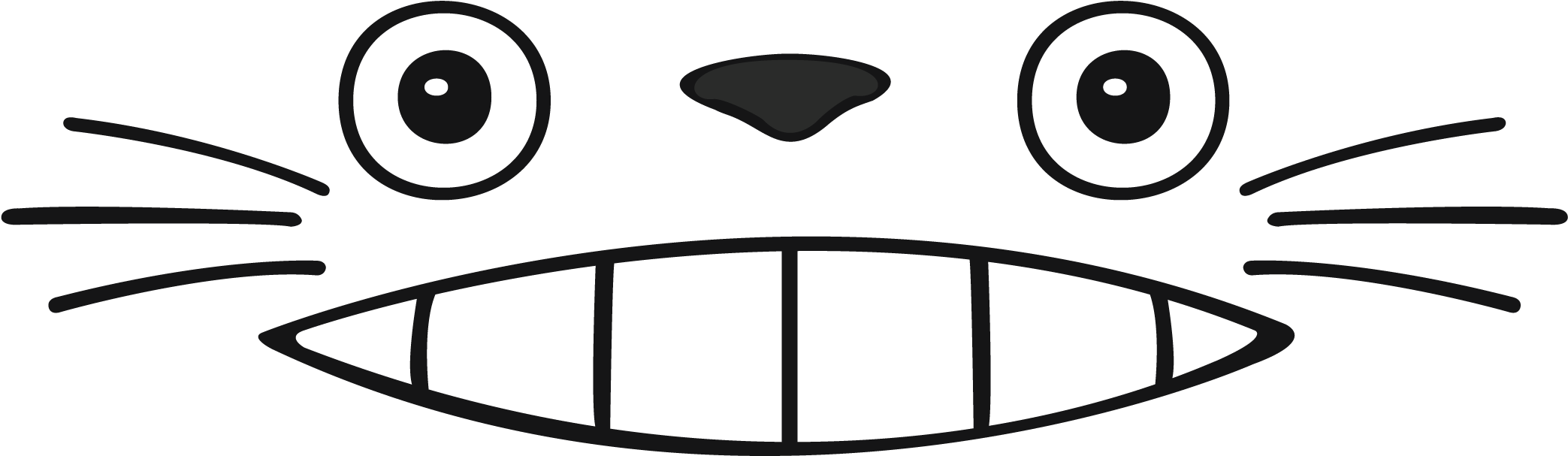 Totoro Face By Thetokieffect On Deviantart - Totoro Face Black And White (2222x1000)