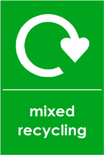 Mixed Recycling Waste Sticker Safety Label Safety Signs - General Waste And Recycle (600x600)