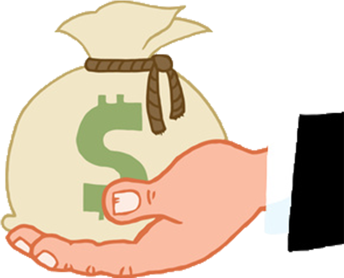 Donation Money Gift Clip Art - Hand Holding Bag Of Money (706x600)