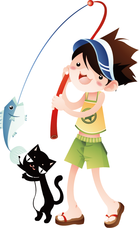 Cartoon Illustration - Fishing Girl - Cartoon Illustration - Fishing Girl (482x789)