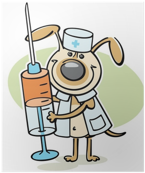 Veterinarian Character With Syringe Poster • Pixers® - Vacunas Para Perros Animadas (400x400)
