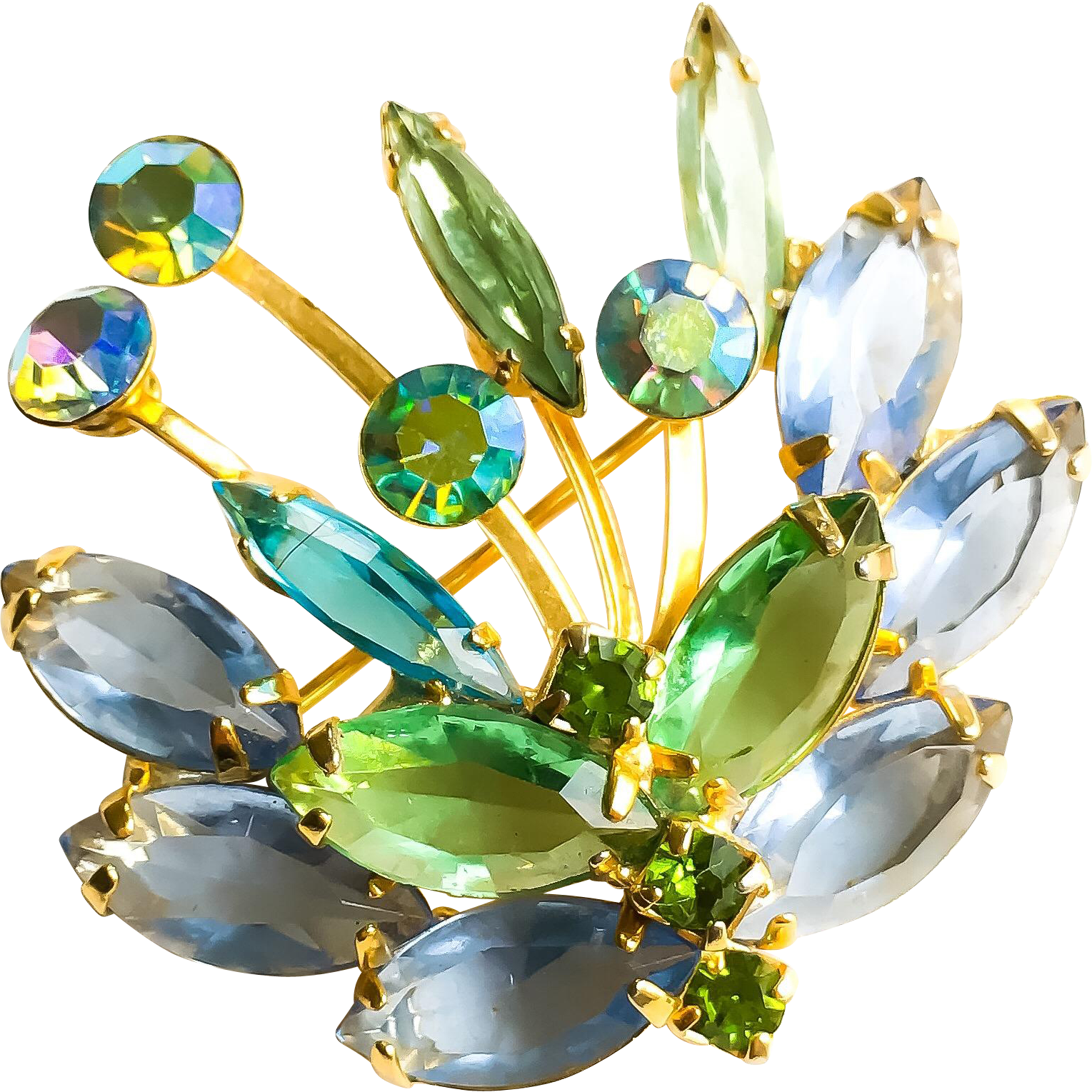 Pastel Blue & Green Laurel Wreath Brooch - Crystal (1529x1529)
