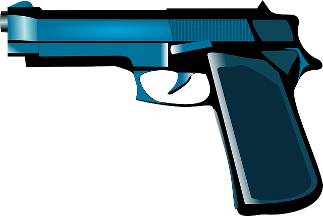 Silhouette Icon, Blue, Simple, Outline, Symbol, Hand, - Cartoon Gun No Background (640x428)