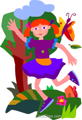 Child, Running In Park Royalty Free Vector Clip Art - Cartoon (329x480)