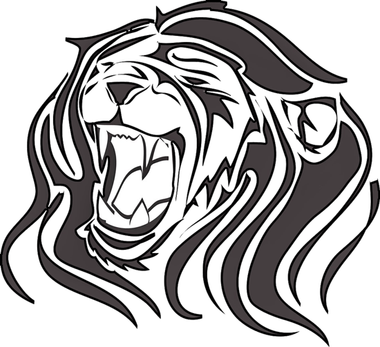 Tribal Running Lion Tattoo Design - Growling Lion Vector Png (550x503)