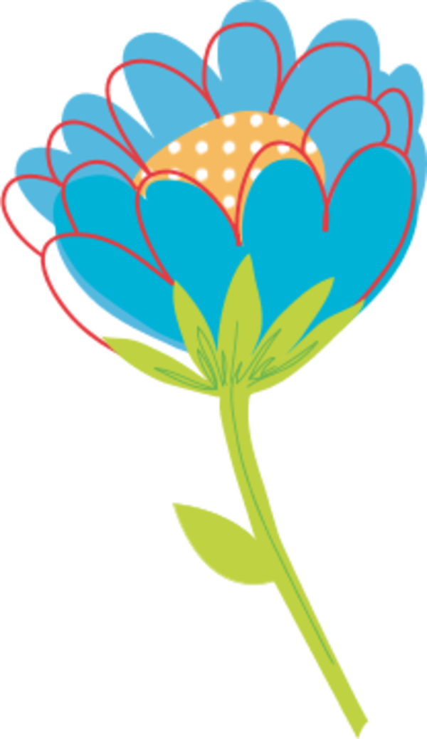 Blue Flower Clipart - Flower Vector Png Png (600x1038)
