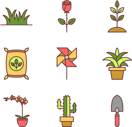 Linear Gardening Elements - Icon Design (600x564)