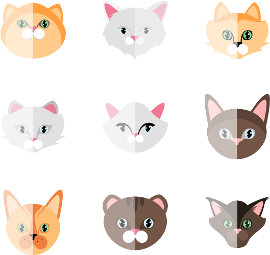 Cat Collection 9 Icons - Cartoon (600x564)