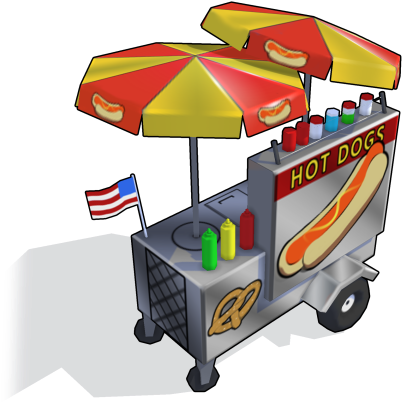 Hot Dog Stand - Cartoon Hot Dog Cart (512x512)