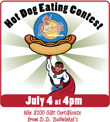 Winner Receives A July 4 Hot Dog Contest - Hot Dog Eating Contest Logo (450x499)