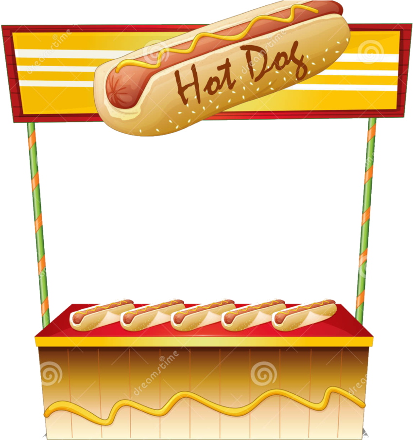 Hotdog Stand Illustration White Background 3331596 - Hot Dog Border Clip Art (857x933)