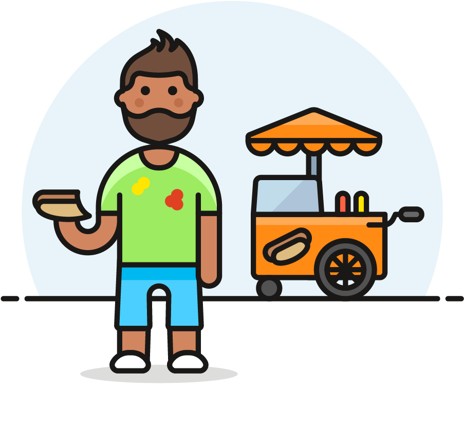 40 Hotdog Food Cart Male African American - Cartoon (1025x1148)