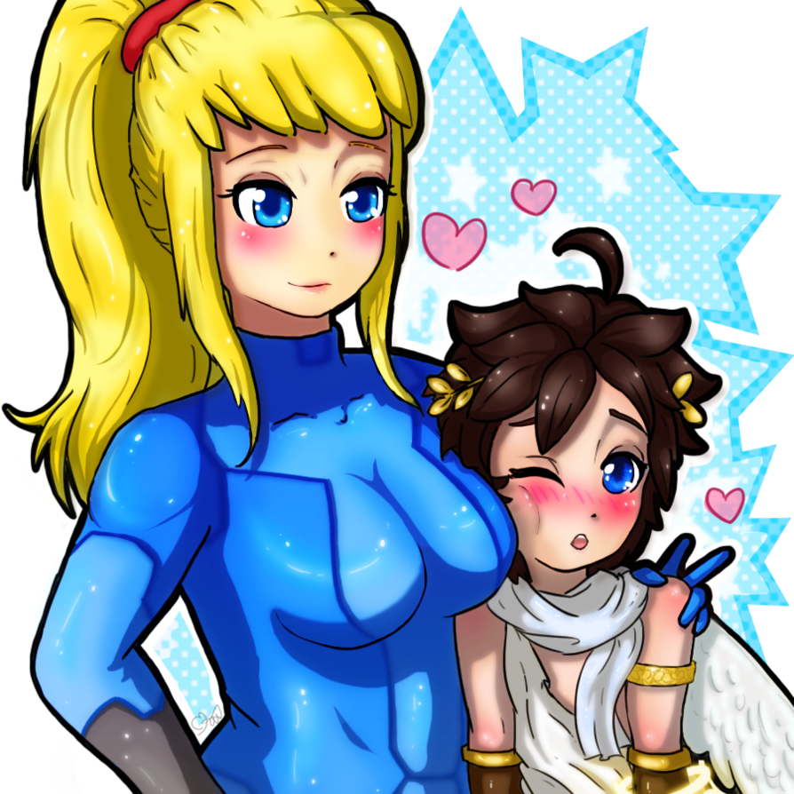 Y Samus Clipart - Zero Suit Samus And Pit (894x894)