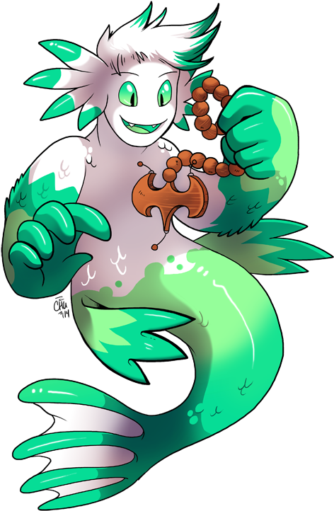 Merman With Prayer Beads By Raizy - Cartoon (549x800)
